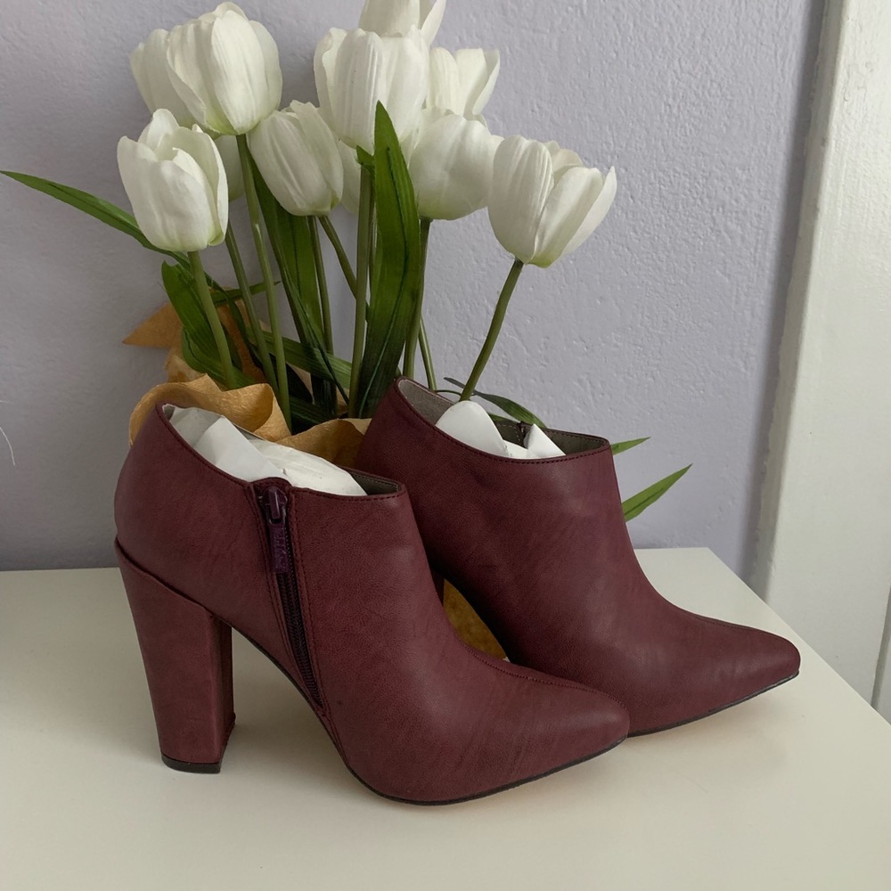 Michael Antonio Burgundy Pointy Toe Booties